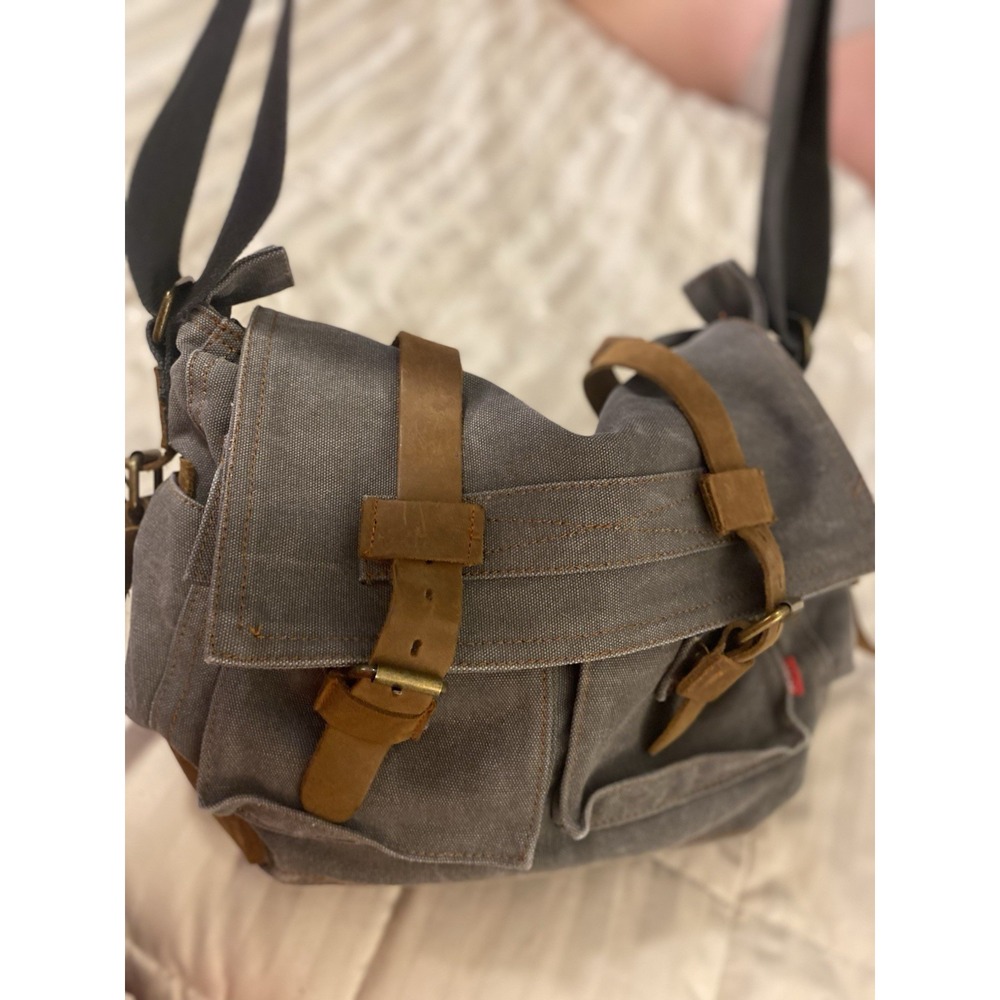 Go Plus Messenger‎ Shoulder Bag With Canvas With Leather Accents